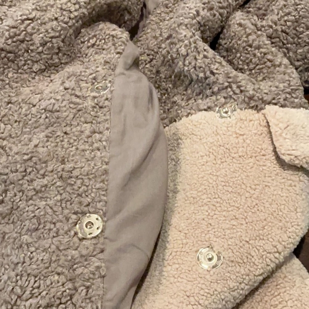 7 For All Mankind Two-Tone Teddy Coat Brown Camel Sherpa Jacket Size XS - Picture 9 of 9